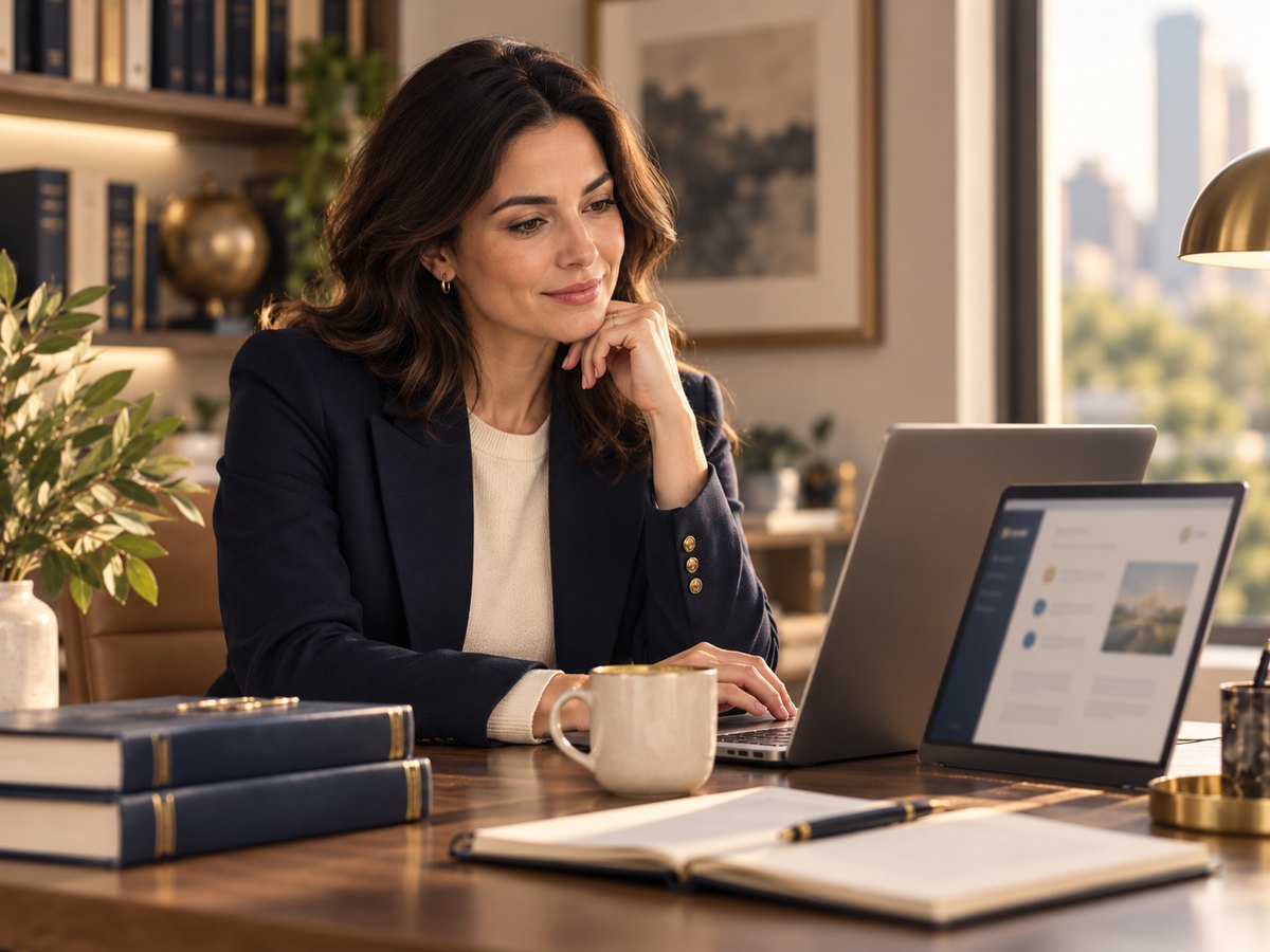 A laptop on a desk showing the Academic Advisor conversation